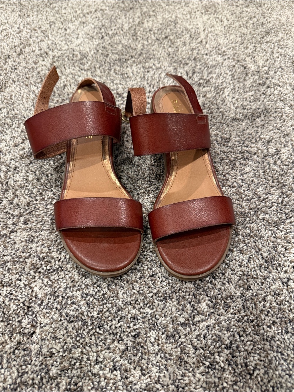 Rampage Brown Two-Strap Open Toe Sandals with Ankle Strap